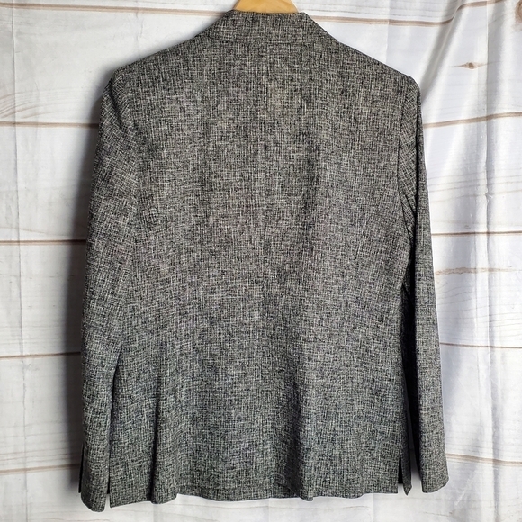 Preston & York Black White Button Down Pockets Suit Jacket Blazer Size 12 - Picture 7 of 10